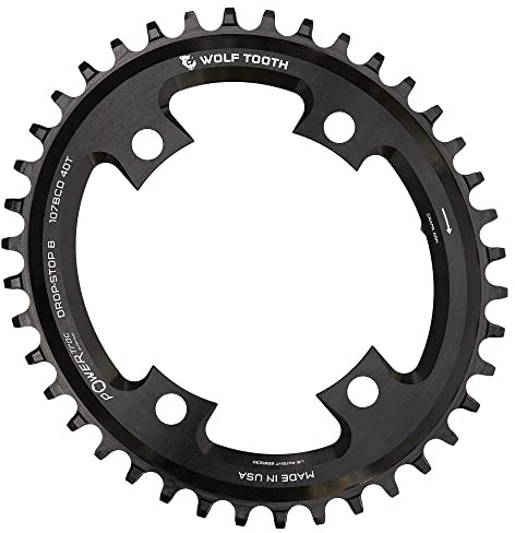 Wolf Tooth PowerTrac Elliptical Gravel/CX/Road Kettenblatt, 107 BCD, 4-Loch, 42 Z., Drop-Stop B, OVAL-10742-FT