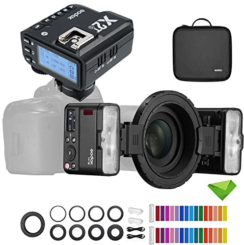 Godox MF12 MF12-K2 Macro Flash con trigger Godox X2T-S per Sony, flash anulare da 12 W, controllo wireless 2,4 G, modalità TTL/M, batteria al litio integrata da 3,7 V/6,29 W