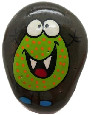 Andys Steinwelt Personalisierter Schmunzelstein ca. 5-6 cm mit Gesicht | Handbemalter Monsterstein Glücksstein, Glücksbringer für Prüfung, Handschmeichler personalisierbar mit Name & Datum 318