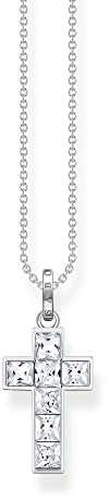 THOMAS SABO Kette Kreuz mit weißen Steinen silber 925 Sterlingsilber