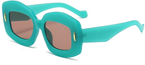 LJCZKA Vintage Oval Sunglasses Large Women Men Retro Oval Sunglasses Large Fashion Oval Glasses with UV Protection, Green
