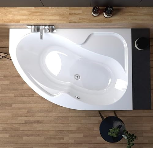 ECOLAM® Eckbadewanne WELA 170x100 cm RECHTS | Qualitätswanne Badewanne Acrylwanne Acryl Sanitäracryl + Ablaufgarnitur Ab- und Überlauf Automatik Füße Silikon | rutschfest pflegeleicht