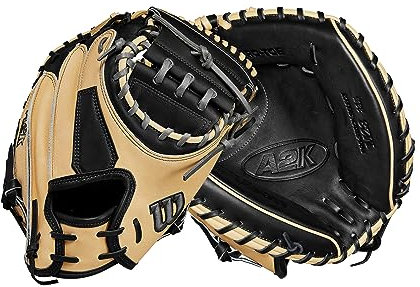 WILSON Unisex-Erwachsene A2K Baseball-Fängerhandschuh, Blonde/Schwarz, 33.5