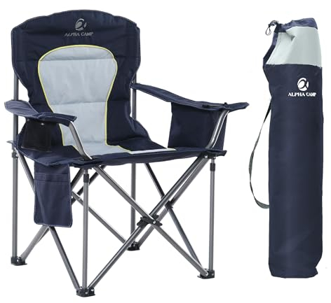 LET'S CAMP Campingstuhl Klappstuhl Faltbar Übergroßer Angelstuhl mit Getränkehaltern Kühltasche Faltstuhl Outdoorstuhl bis 200kg
