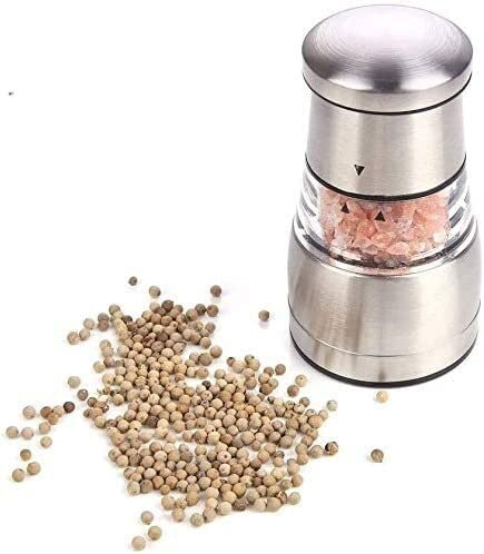 CAFFIA Molinillo de pimienta o salero for chef profesional: el mejor molinillo de especias con acero inoxidable cepillado, cuchillas de cerámica y molinillo de grosor ajustable