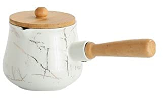 Creamer Jug,Churn Jug,Ceramic Milk Jug Platinum Pattern Coffee Milk Jug Coffee Accessories Restaurant with Lid Kitchen Utensils Milk(Color:Large) (Color : Large)