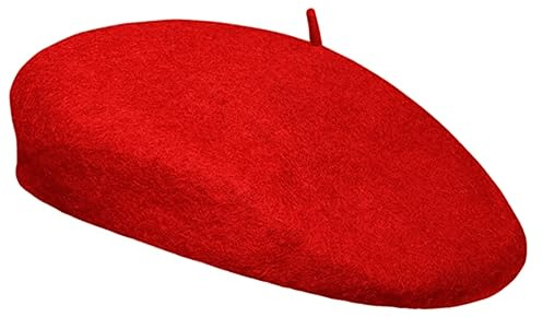 Teogneot Damen Baskenmützen, Breiter Damen Baskenmütze, Damenmütze, Wollmütze（Rot）