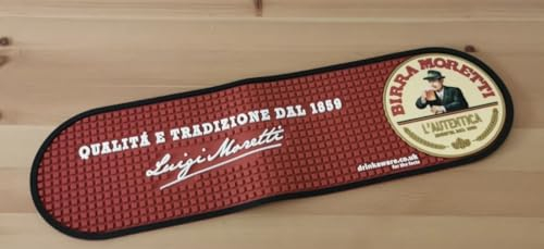 Roxley Moretti Rubber Bar Runner dimensions 52x14.5.0.5cm | Lager beer | Man Cave | Made In UK Also Comes With 4 Beer Mats