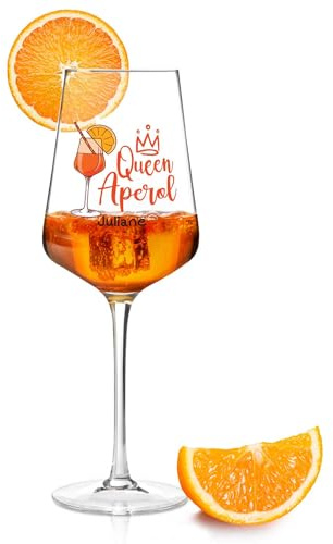 GRAVURZEILE Leonardo Aperol Glas mit UV-Druck - Queen Aperol - Personalisiert mit Namen - Geschenkidee für Aperol Spritz & Cocktail Liebhaber - Weinglas für Sangria & Lillet - Farbe: Puccini