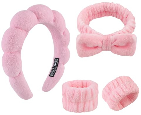 Spa Stirnband Stirnbänder Für Frauen Haarband Make-Up Haarband 4 Stück | Zum Waschen Des Gesichts, Hautpflege, Make-Up, Frottee Handtuch, Die Schwamm, Geschwollenes, Für Frauen Mädchen