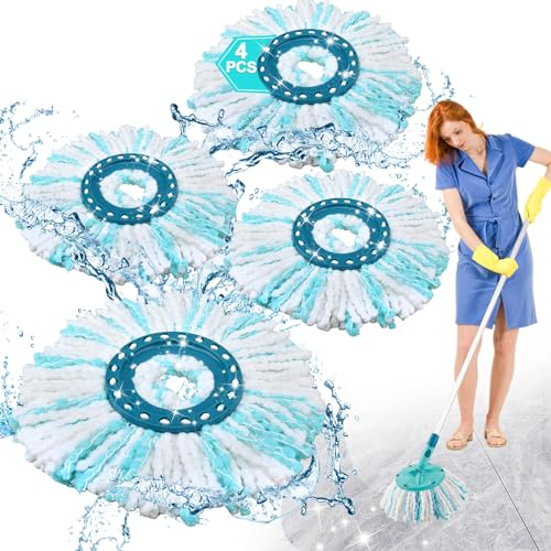 4 Pezzi per Leifheit Lavapavimenti Testa di Ricambio, Compatibile Con Leifheit Clean Twist Disc Mop Ergo Ricambio Mocio Kit-Microfibra, Altamente Assorbente, Adatta a Tutti i Pavimenti