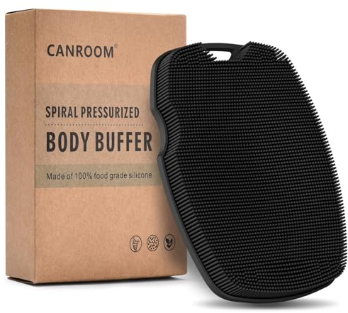 Canroom Silicone Body Scrubber - Zinc Infused-Highly Elastic Bristles Exfoliating Body Scrubber for Shower Body,Cellulite Reduction,Blood Circulation- Black