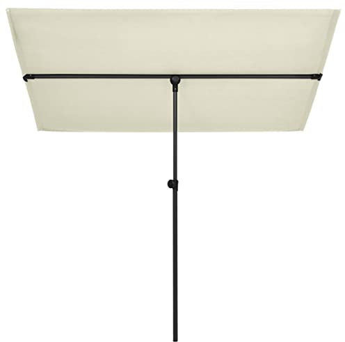 Ombrellone con palo in alluminio 2x1,5 m bianco sabbia