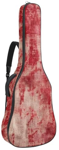 Akustikgitarre Gigbag Große Schöne Tasche für 40/41/42 Zoll Wasserdicht Schwamm Schutzschicht Mehrere Taschen Rot Vintage Meliert Textur, Mehrfarbig Nr. 08, 42.9x16.9x4.7 in, Gitarrentasche