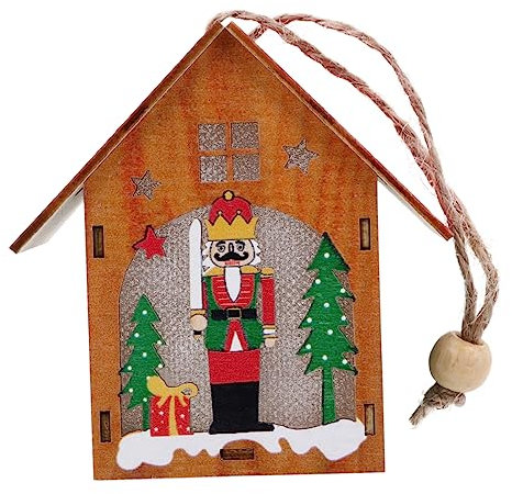 Garneck 2St Weihnachtsschmuck aus Holz Anhänger zum Aufhängen am Weihnachtsbaum Miniatur-Weihnachtsdorfhäuser Christbaum anhänger christbaumanhänger Christbaumschmuck hölzern