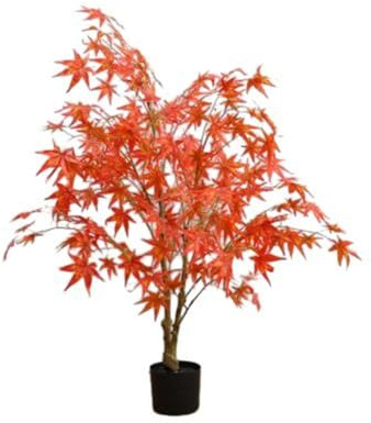 120 cm Árbol de arce artificial de otoño con maceta, hojas de arce rojo artificial para fiesta de otoño, hogar, Acción de Gracias, oficina, decoración de jardín, barra individual