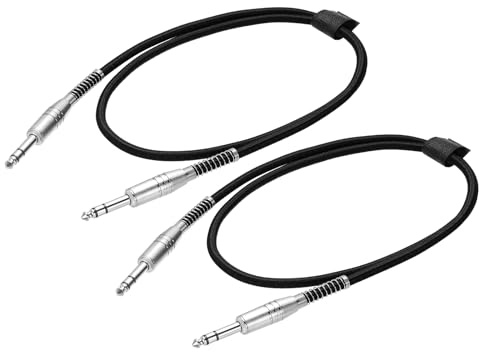 sourcing map 2 cavi jack per chitarra elettrica, 90 cm, da 0,6 cm a 6,35 mm, ad angolo retto, per chitarra e basso, colore nero