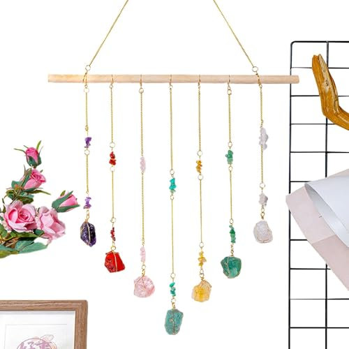 Pruojhw Decorazione da parete con pietre preziose, decorazione da parete in pietra grezza naturale, unica elegante e rotonda, per, la sala da pranzo