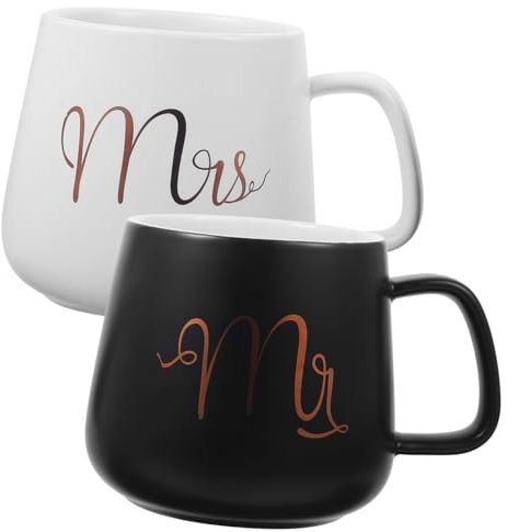 CIYODO Set Di 2 Tazze in Ceramica Per Coppie Di Sposi Tazza Da Caffè Per Casa E Ufficio Per Bere Latte Soda Cocktail Tè Succhi Di Frutta Vino