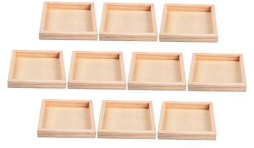 GARVALON 10stücke Holztablett Für Puzzleblöcke -aufbewahrungstablett Aus Unbehandeltem Holz Spielzeugtablett Sortiertabletts Für Bausteine Holztablett Mit Langer Lebensdauer