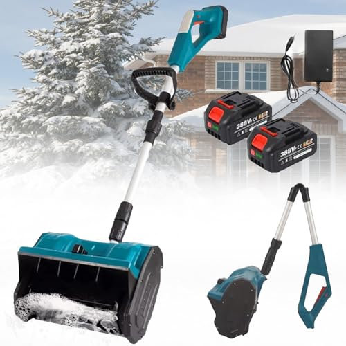 Pelle à Neige sans Fil avec 2 Batteries, Largeur 33 cm et Profondeur 8 cm, Pelle à Neige électrique sans Fil avec Direction réglable et Poteau télescopique, souffleuse à Neige Pliable pour allées