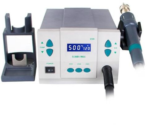 MiBoce 1000W Hot Air Rework Station, 2-in-1 Hot Air Gun Rework and Soldering Iron Station, Wind Force 250cm/s, Temperature Range 100°C~500°C, for Electronics Repairing