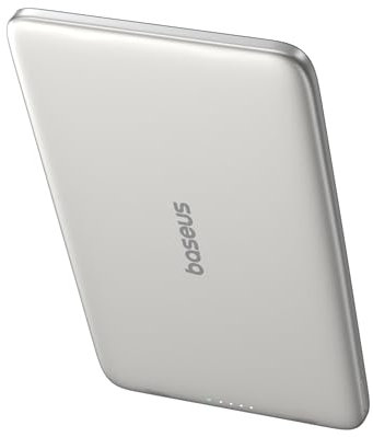 Baseus Picogo AM41 Power Bank, Ultra Slim 5000mAh Magsafe Powerbank, Ricarica Rapida PD 20W, Portatile, Magnetico Batteria Esterna Wireless con cavo USB C per iPhone 17/16/15/14/13/12, Titanio