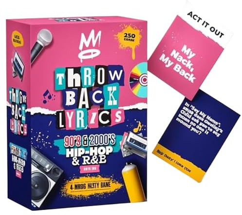 Miaoyak Das 90er & 2000er Hip-Hop & R&B Musik-Partyspiel | Rap R&B Spiel 250 Karten mit Trivia und Scharade - Perfekt für Spiel- und Date-Abende für Erwachsene und Familienspiele