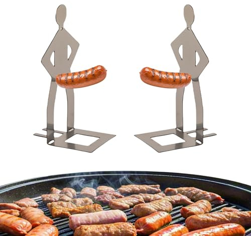 NVARUPC Lustiger Grillständer für Herren, Hot Dog-Halter, wiederverwendbar, Edelstahl, Hotdog- und Wurstständer, tragbar, Hot Dog-Bräter, Grillzubehör, ideal für Party- und Camping-Geschenke, 2 Stück