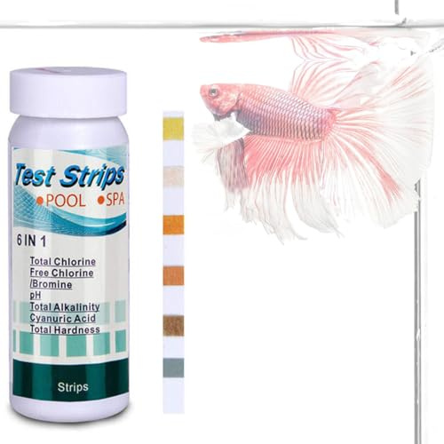 100 Stück 6 In 1 Teststreifen Aquarium, Streifen Aquarium Test Kit, Zum Testen Von Eisen, Kupfer, Nitrat, Nitrit, Chlor, Gesamthärte, Gesamtalkalität, Karbonat, Ph, Zur Prüfung Der Wasserqualität