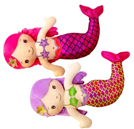 QUMIIRITY 2 Stück Meerjungfrau Puppe Gefülltes Meerjungfrau Plüschtier Cartoon-Puppe Für Kleine Mädchen Kuschelpuppe Aus Baumwolle 11.81X8.66X3.15In Geschenk