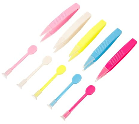 FOMIYES Data [ Pinzette Per Lenti e Bastoncini Aspirazione Set Da 10 Pezzi Misure Grandi Colorati Per Rimozione Lenti Da Viaggio e Attività All'aperto