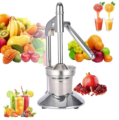 Cast Iron Juicer Hand Press, Manual Juicer Stainless Steel Lemon Squeezer, Heavy Duty Hand Press Juice Extractor for Fresh Lemonade Orange Juice, Easy to Clean, Home and Kitchen
