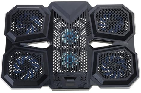 Almohadilla de refrigeración silenciosa ajustable en altura para laptop con pantalla LCD de 6 ventiladores, 2 puertos USB, soporte para laptop, caída rápida de temperatura