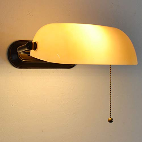 WXKAGF Lampada da Parete in Stile Camera da Letto con Interruttore a Catena, Lampada da banchiere retrò Antica Verde, Lampada da Parete a Farfalla Vintage E27 Paralume in Vetro Soggiorno Bagno