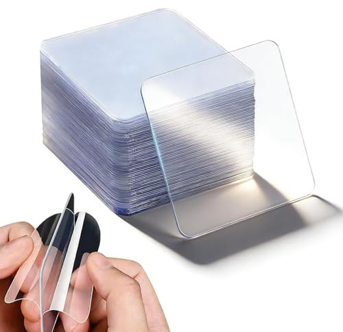 100PCS Clear Double Sided Sticky Pads, 60x60mm Squares Traceless Washable Stickys Double Sided Sticky Pads, Heavy Duty Double Sided Adhesive Pads for Home and Office