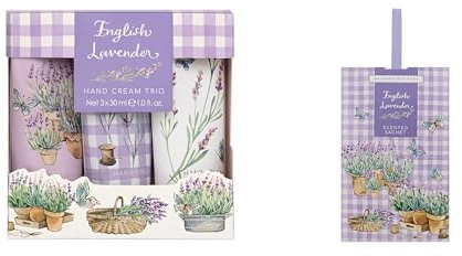 Heathcote & Ivory Hand Cream Trio 3x 30ml, Lavender Scented+Heathcote & Ivory Lavender Scented Sachet, Rosemary, Eucalyptus