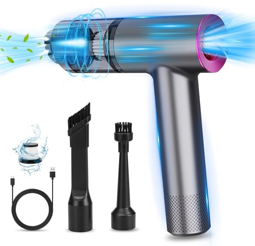 D-Lumina Aspirador De Mano Potente 15000PA con Lavable Filtro Hepa | Mini Aspirador Coche Potente Portátil Recargable, Apta para Limpieza Profunda de Coches y Hogares