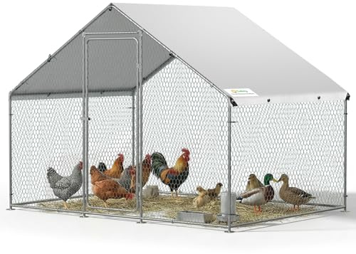 Sekey Hühnerstall Winterfest 3x2x2m XXL Freilaufgehege begehbar, Hühnerstall für 4-6 Hühner oder 10-15 Hühner, feuerverzinkte Voliere mit UV-Dach, Fuchs- & mardersicher