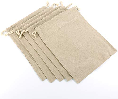 Wiederverwendbare Brotbeutel aus Bio-Leinen, 5 Stück 30x40cm