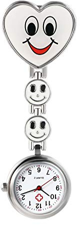 Avaner Montre de Poche pour Femme Fille - Motifs Visage Souriant - Montre Infirmière en Silicone