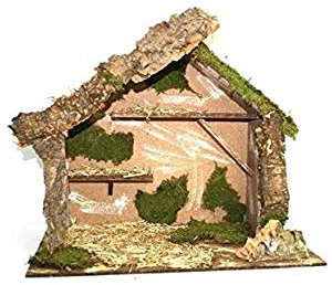 CHRISTMAS DECORATION Capanna Presepe Vuota Scenario Natale 47x53cm Muschio Sughero Naturale