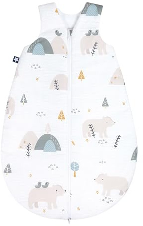 Julius Zöllner 9041010090 babysommarbåse av 100% bomull, storlek 110, 24–48 månader, standard 100 av OEKO-TEX, Mountain Bear, vit, 500 g