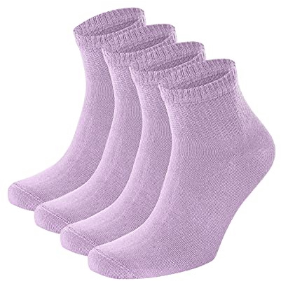 Salt & vinäger män & kvinnor bambu diabetiker ankelstrumpor, 4-pack, lös passform, bred, stretchig, sömlös tå, UK storlek 4-7 och 7-11, Lila, 41-45 EU