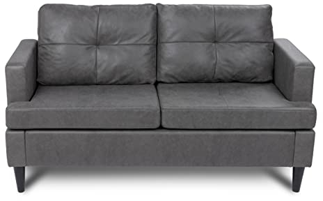 Milliard 2 Sitzer mit Armlehne, Loveseat Sofa Couch, Sofa für Wohnzimmer, Schlafzimmer, Gästezimmer oder Büro - Grau Neutral Weich und Gemütliches Design
