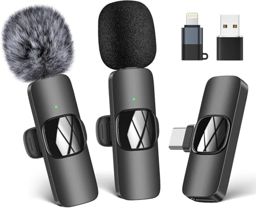 HMKCH Wireless Lavalier Microphone for iPhone iPad, Plug-Play Wireless Mic for Recording, Live Stream, YouTube, TikTok, Facebook, Noise Reduction