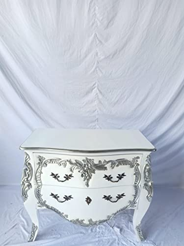 Meuble style style baroque Louis en corde Louis antique style Rococo Commode Meuble buffet de rangement Couleur blanc avec argent