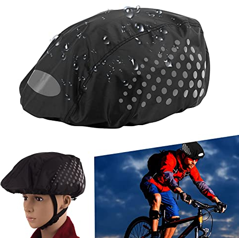 SEMINISMAR Reflektierende Fahrrad Regenhaube,Fahrradhelm Regenschutz,Fahrrad Helmüberzug,Wind- und Wasserdichter Helmüberzug,Staubdicht Helm Regenhülle,Helmüberzug,für alle Helme,schwarz,1 Stück…