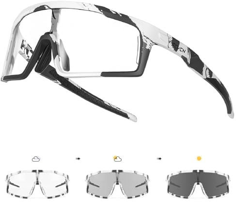 SCVCN Photochromatische Selbsttönend Fahrradbrille für Herren Damen Klar Sportsonnenbrille Radfahren MTB Radbrille Laufen Volleyball Tennis Autofahren Angeln Softball Bergsteigen Golf Wandern 09