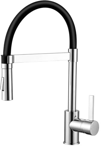 Peppermint Flexible Kitchen Sink Mixer Tap with Pull Out Spray Magnetic | Dual Function Kitchen Taps Black Chrome 304 Stainless Steel Flexi Silicone Hose High Arc 360° Swivel Easy Fit Single Lever
